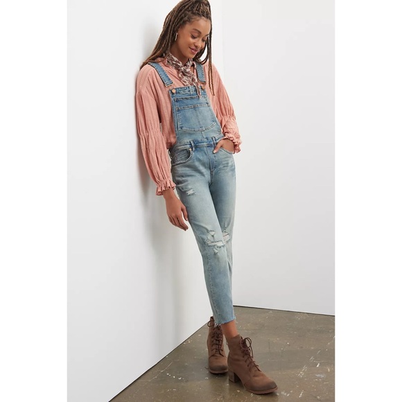 Blank NYC Josey Denim Distressed Overalls size 28